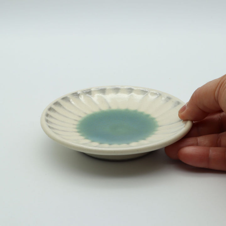 3.5寸平皿 刷毛目緑