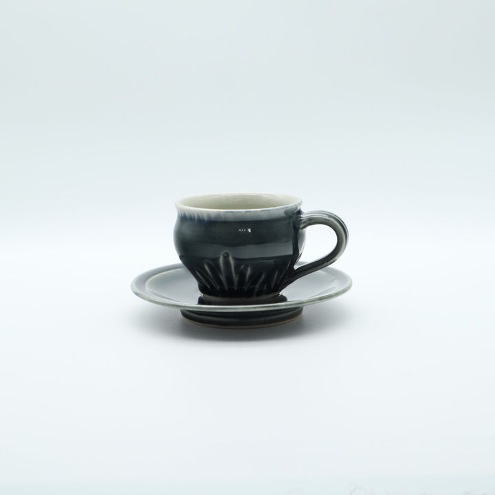 半磁器土 鎬コーヒー椀皿 呉須