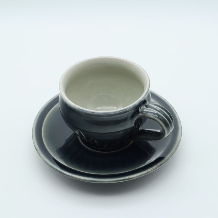 半磁器土 鎬コーヒー椀皿 呉須