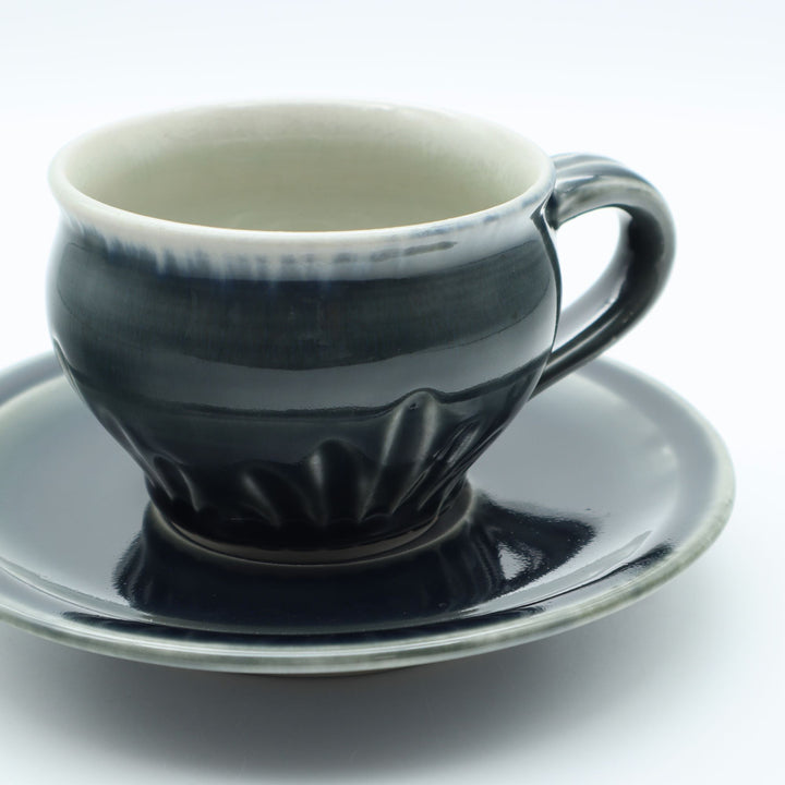 半磁器土 鎬コーヒー椀皿 呉須