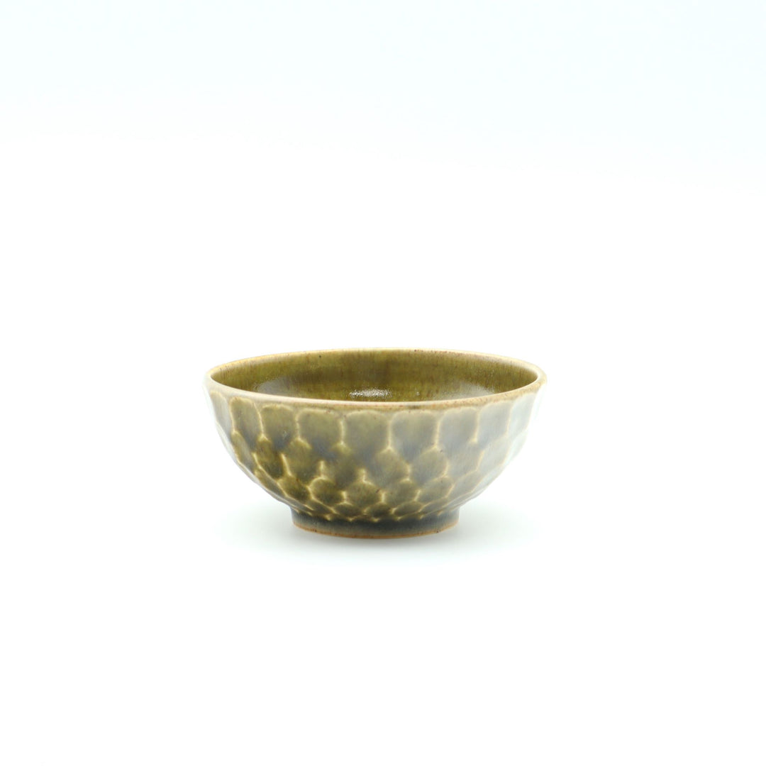 亀甲紋ごはん茶碗（4寸）　オリーブグリーン
