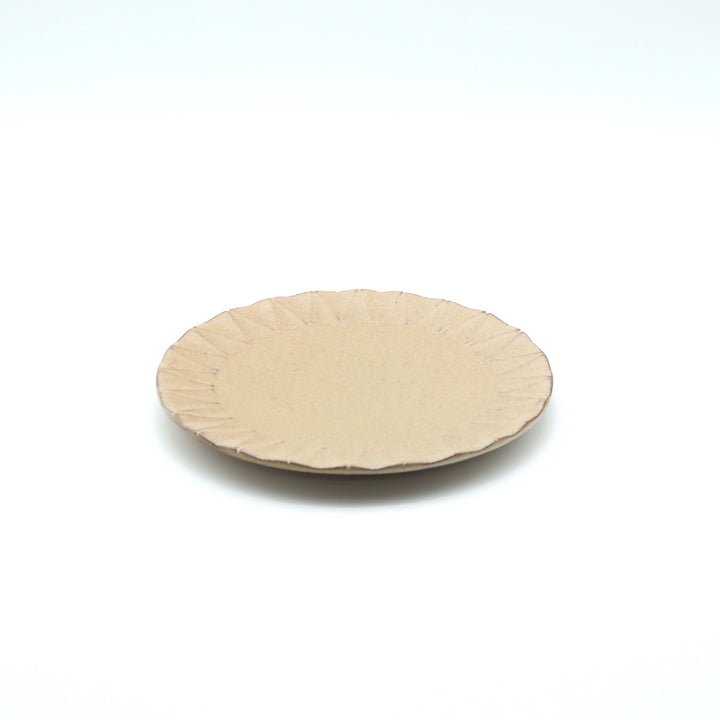 菱形紋リムプレート（5寸）　サンドベージュ