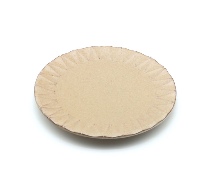 菱形紋リムプレート（5寸）　サンドベージュ