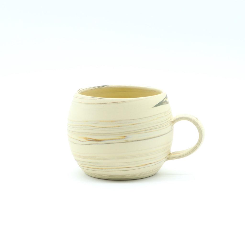 【新品】常滑焼 憲児陶苑 コーヒーカップ&ソーサー 白練込 水玉 常滑焼 憲児陶苑 美しい練込の技 複雑な色の重なり 丸マグカップ 白