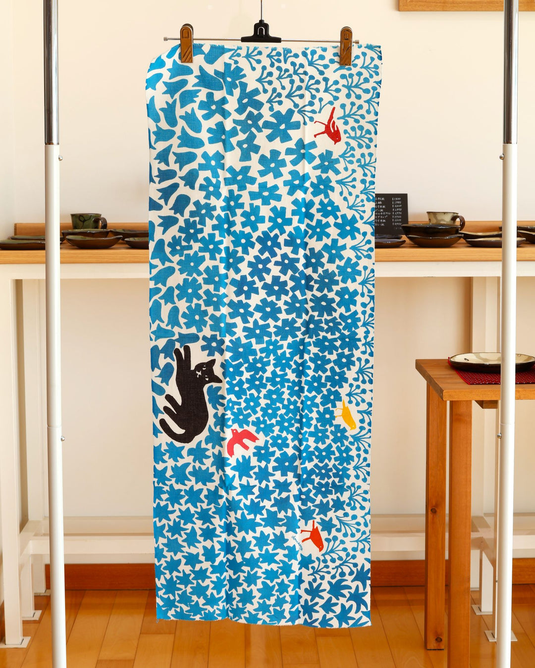 手ぬぐい　カーリーブルー