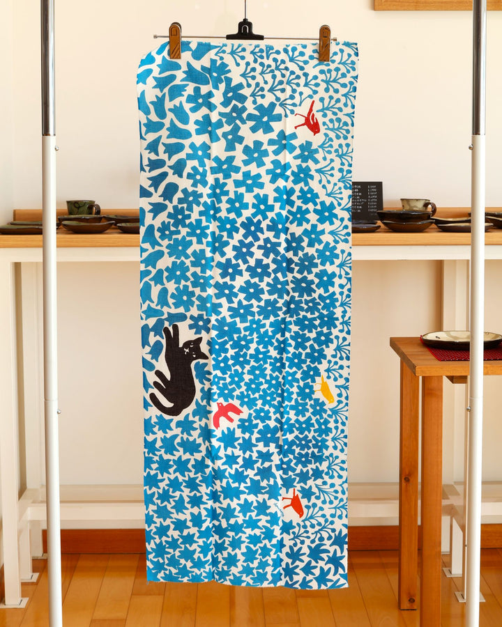 手ぬぐい　カーリーブルー