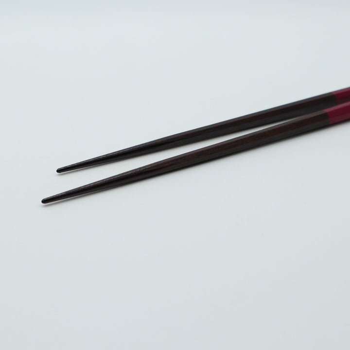 色漆仕上げ　牡丹　鉄木のお箸（八角）