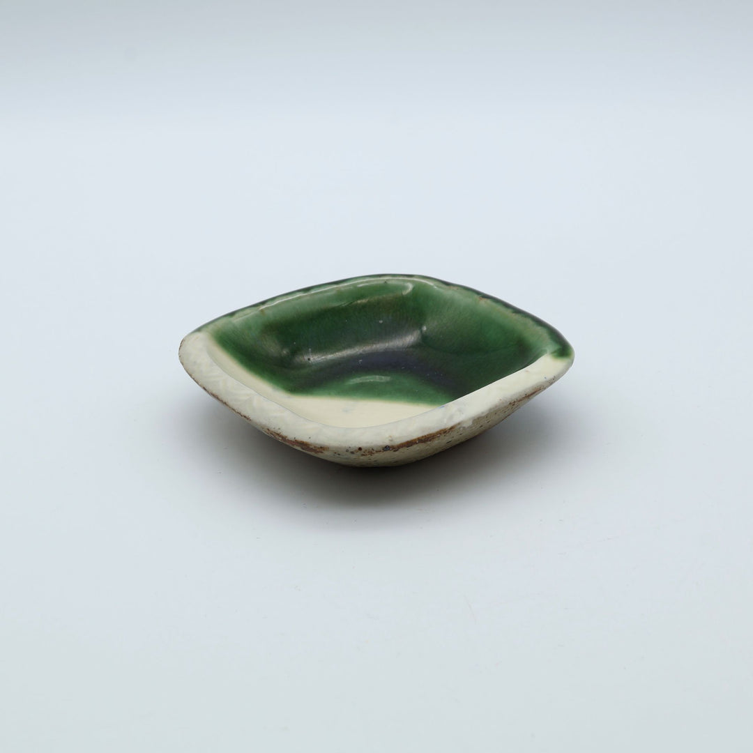 掛け分け豆皿　緑ｘ白