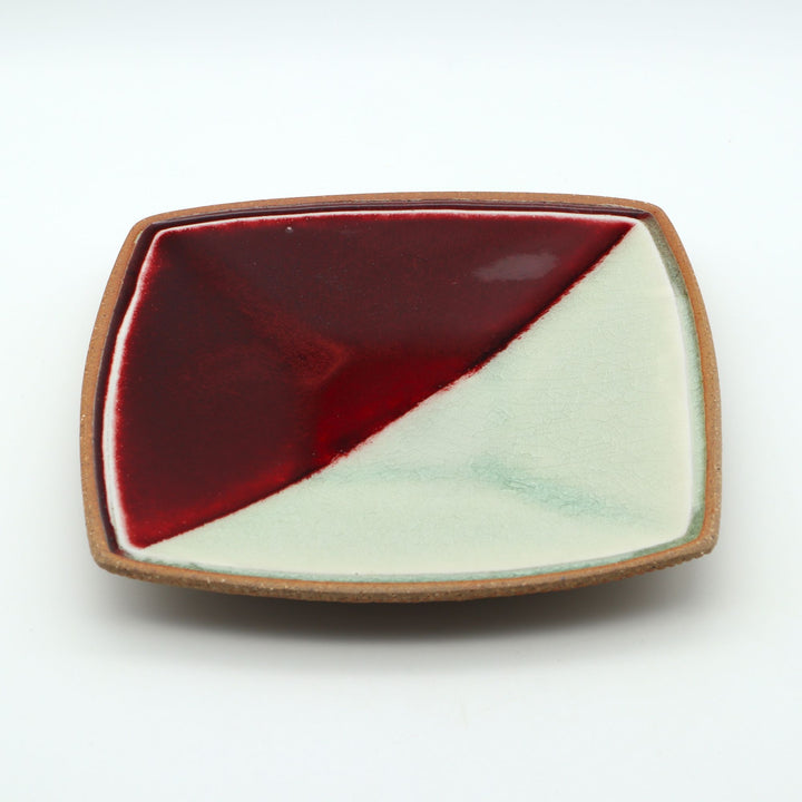 二彩角皿　小　辰砂