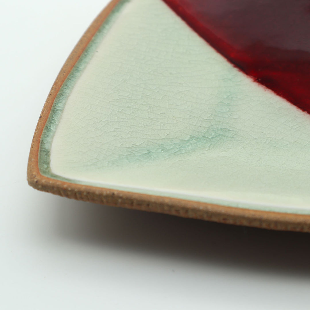 二彩角皿　小　辰砂