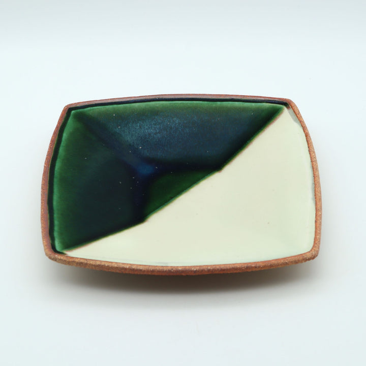 二彩角皿　小　緑