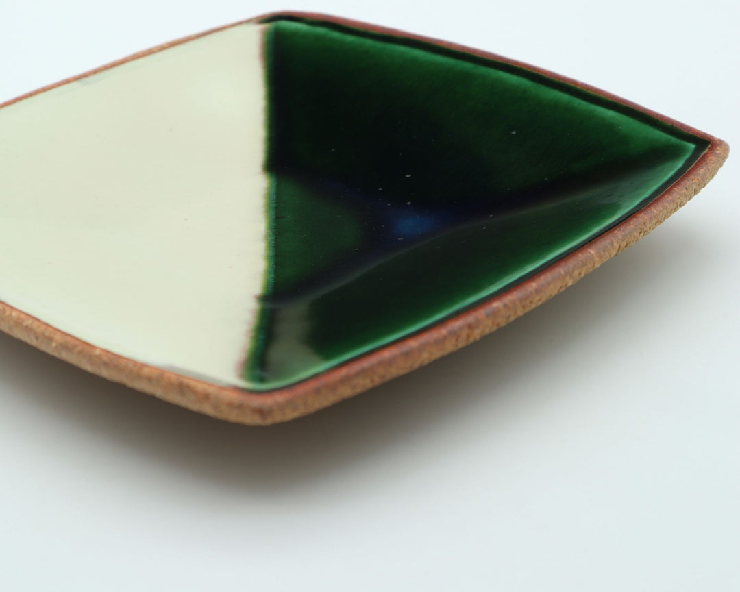 二彩角皿　小　緑