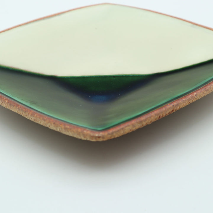 二彩角皿　小　緑