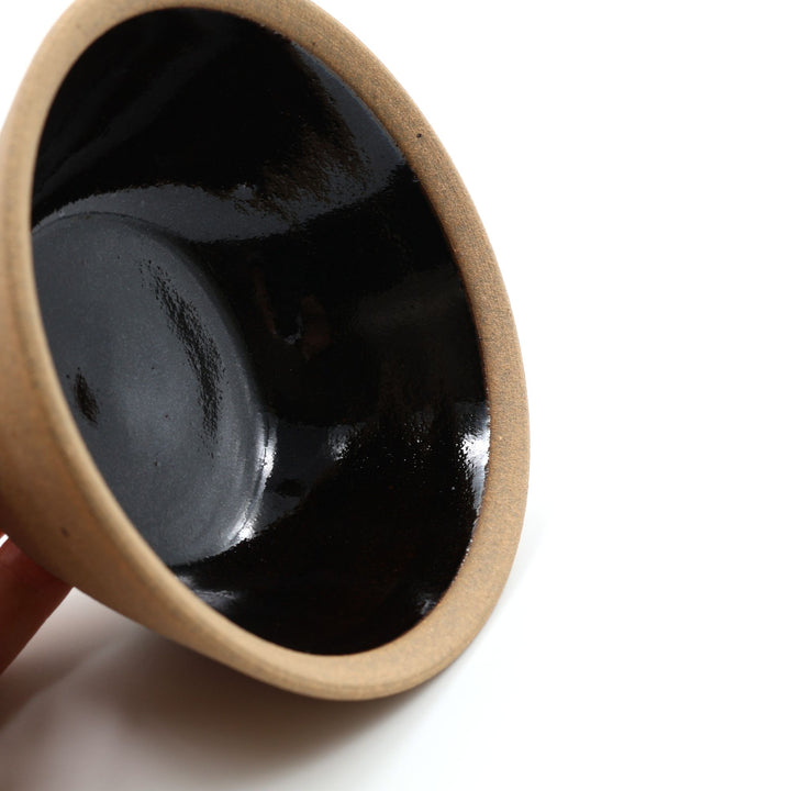 4寸切立鉢　外焼締め　黒