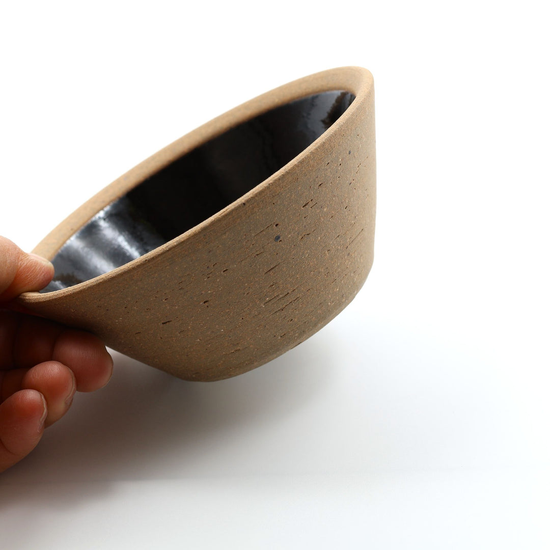 4寸切立鉢　外焼締め　黒