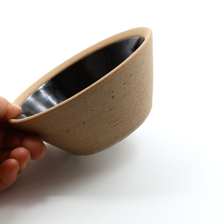 4寸切立鉢　外焼締め　黒