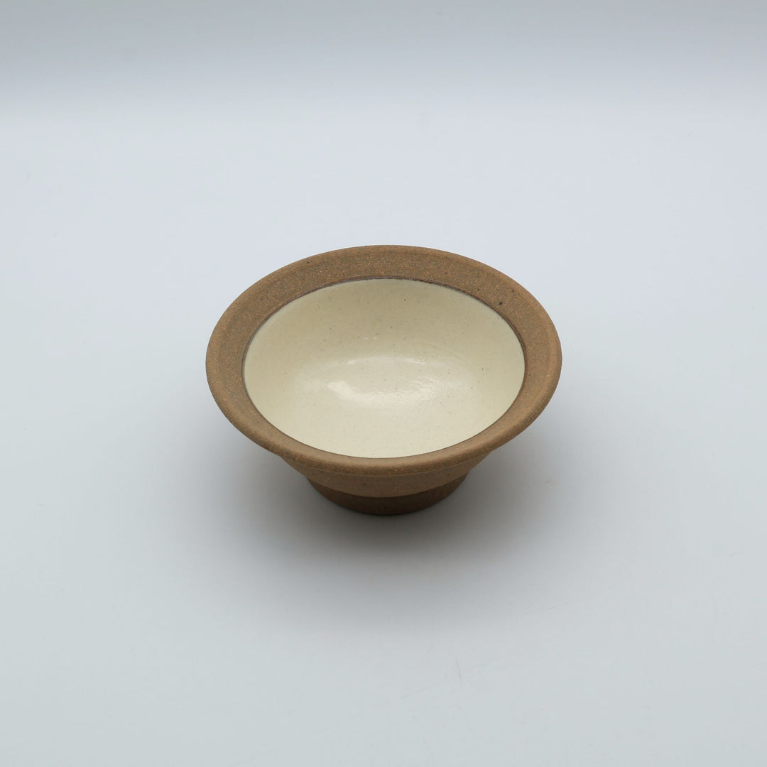 4寸縁付鉢　外焼締め　白