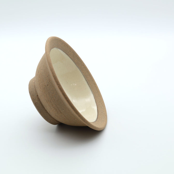 4寸縁付鉢　外焼締め　白