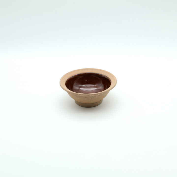 4寸縁付鉢　外焼締め　飴