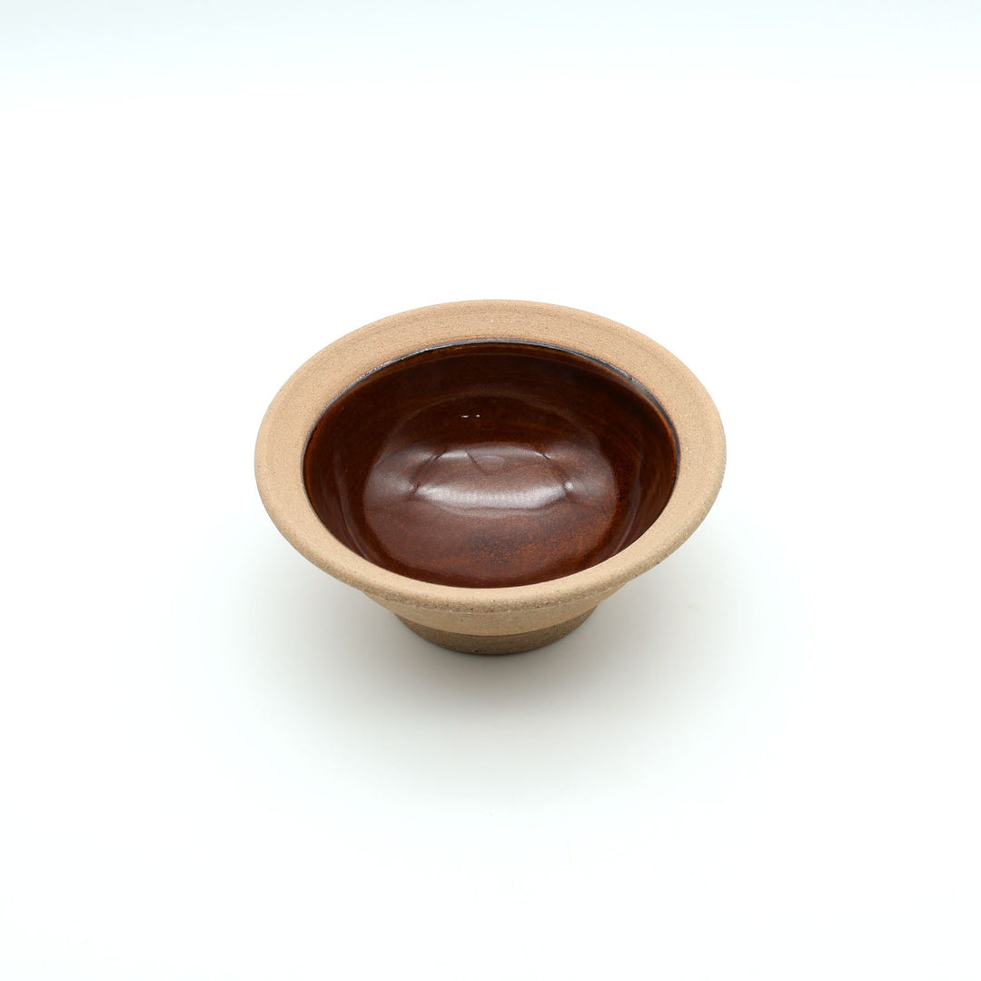 4寸縁付鉢　外焼締め　飴