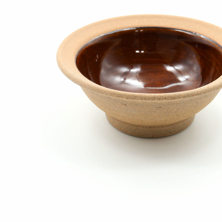 4寸縁付鉢　外焼締め　飴
