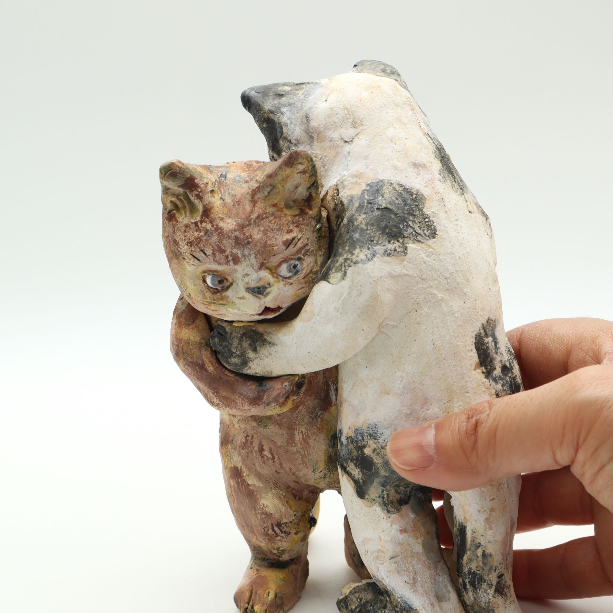 くら田たまえ 陶人形「ハグするネコたち」 1点もの - canosa