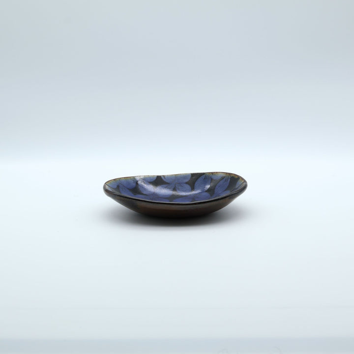生楽陶苑のスリップウェア　青花小判皿　