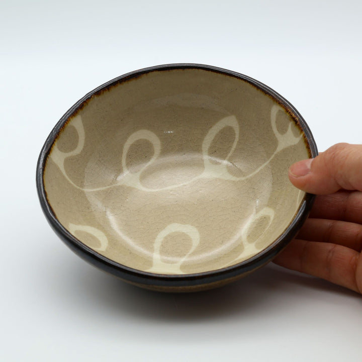 小鉢　ベージュくるくる模様　B