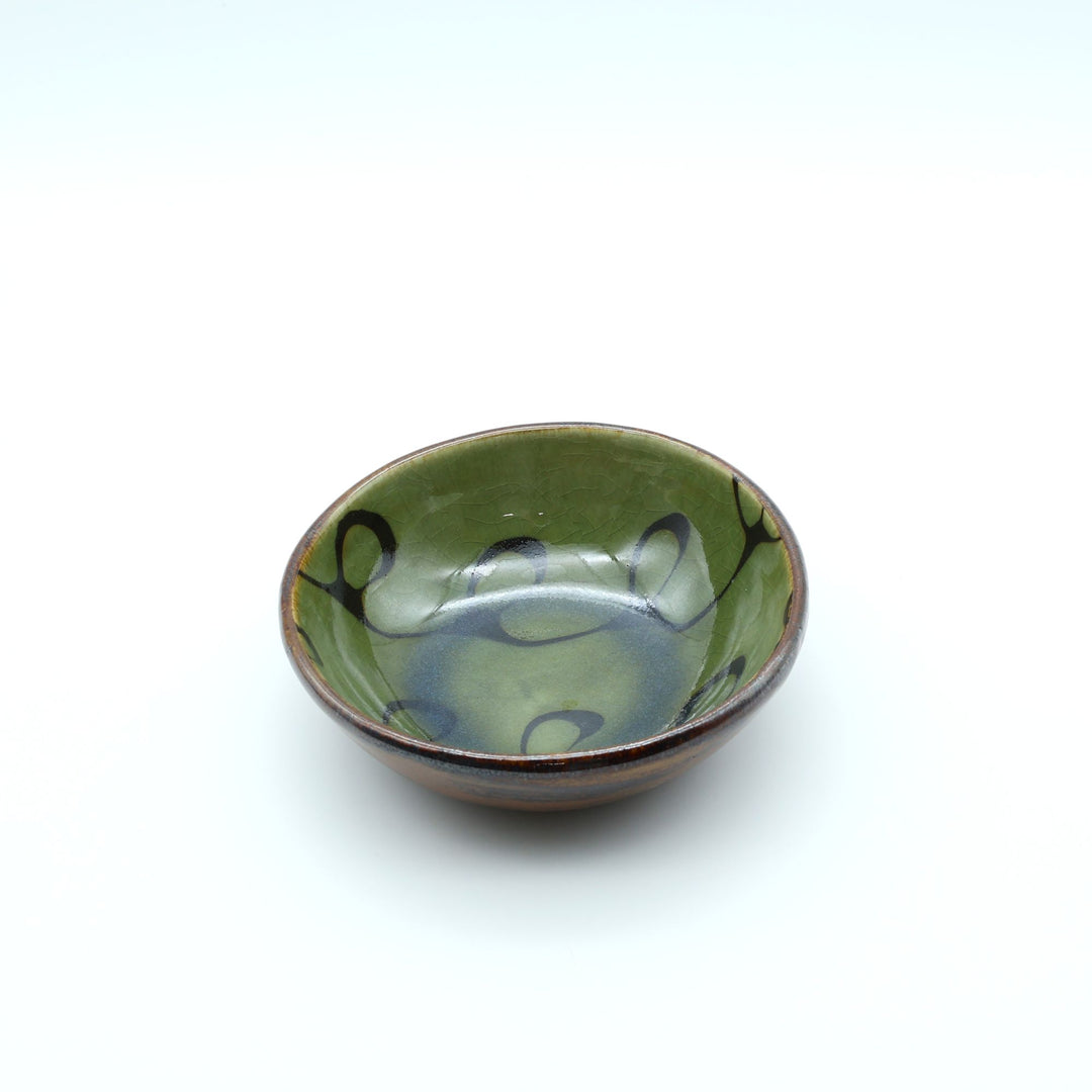 小鉢　緑くるくる模様　C