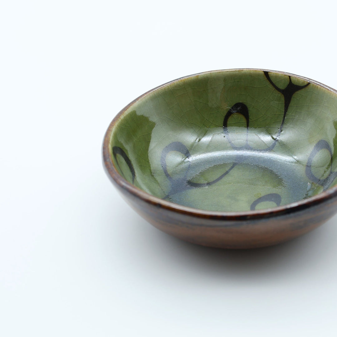 小鉢　緑くるくる模様　C