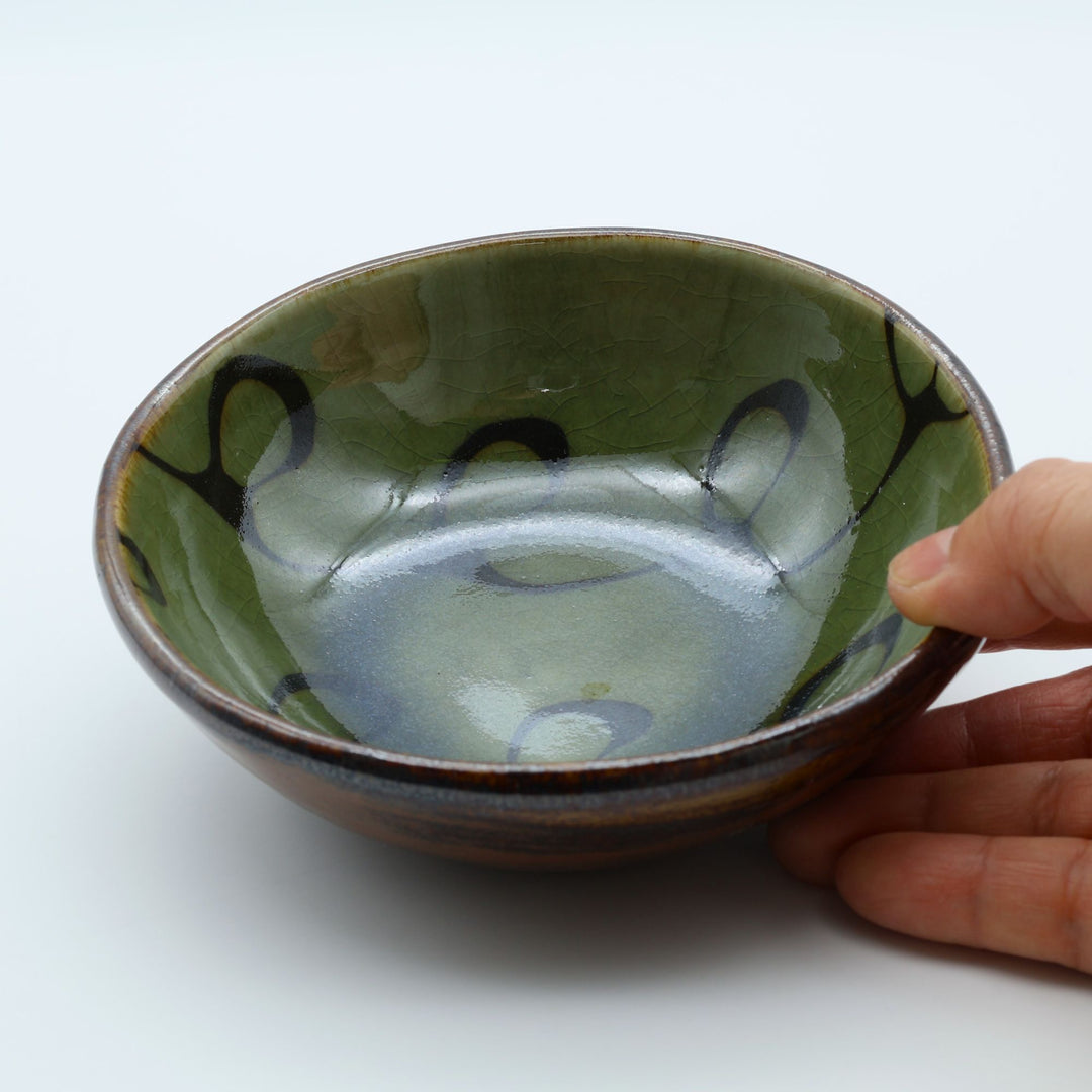 小鉢　緑くるくる模様　C