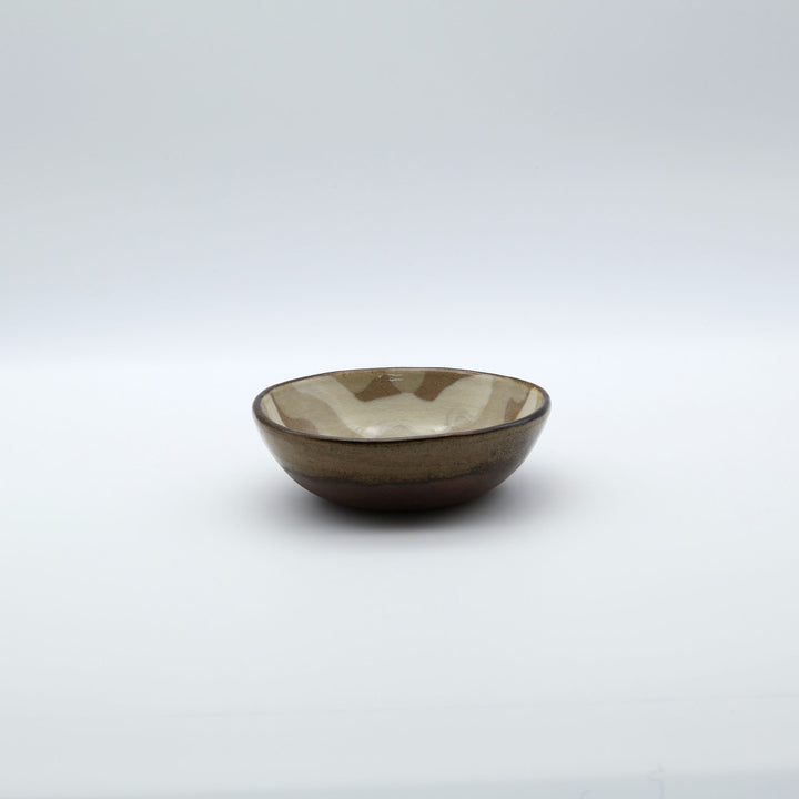 小鉢　ベージュなみ模様　E