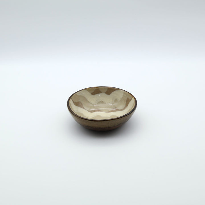 小鉢　ベージュなみ模様　E