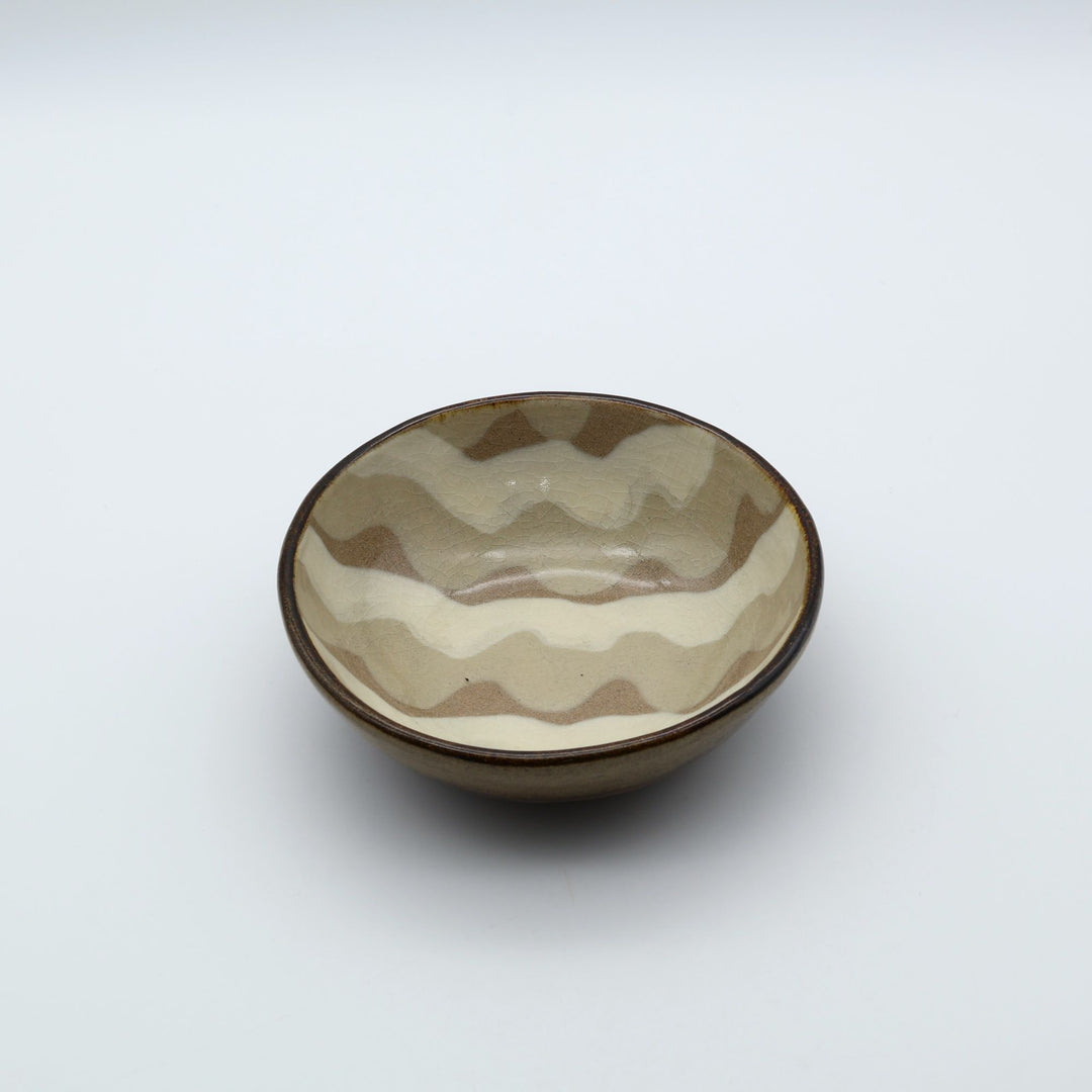 小鉢　ベージュなみ模様　E