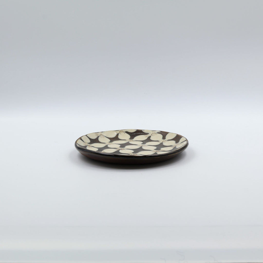 生楽陶苑 園田空也   5寸平皿　白花　