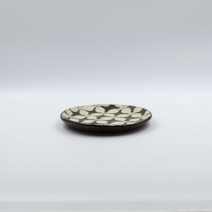 生楽陶苑 園田空也   5寸平皿　白花　