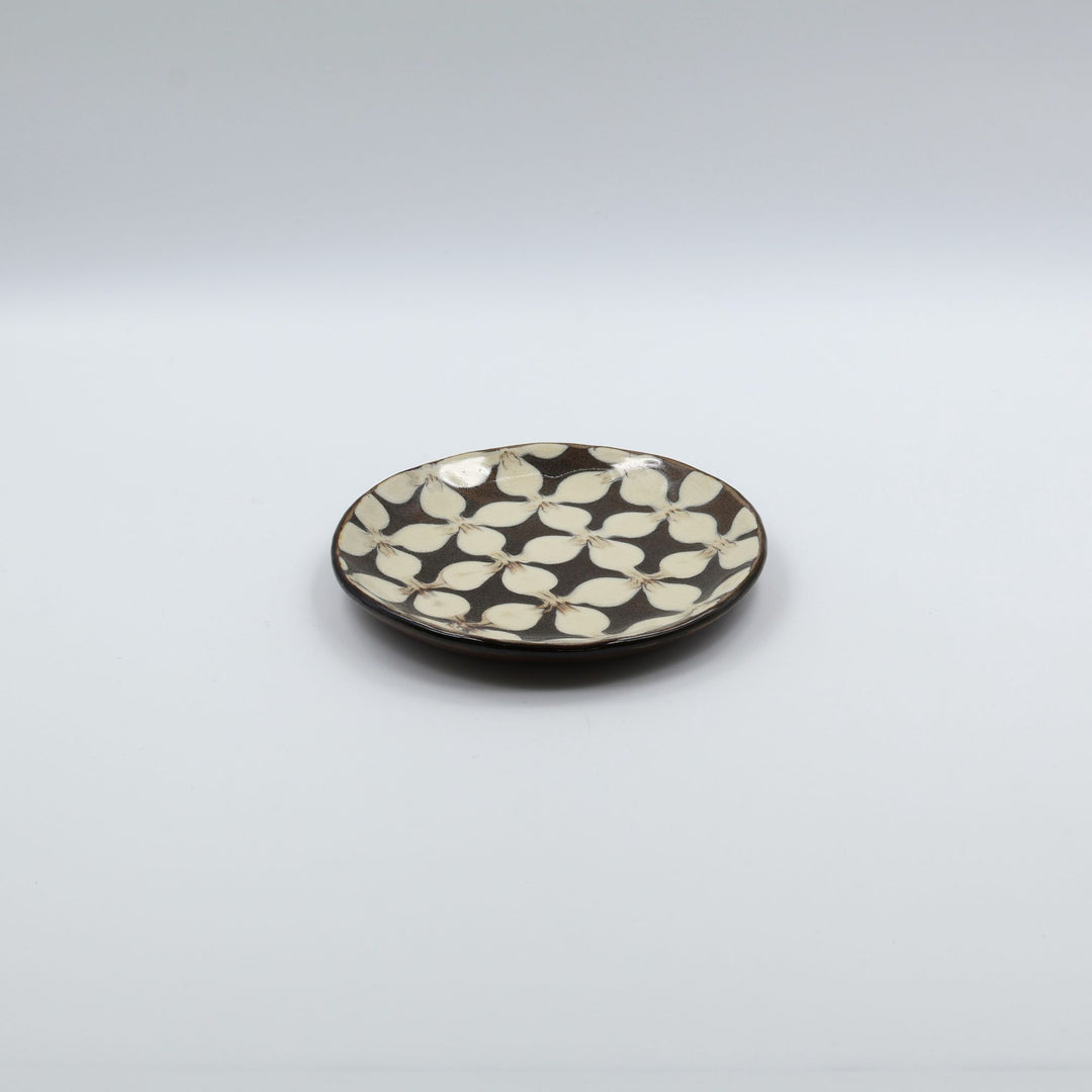 生楽陶苑 園田空也   5寸平皿　白花　