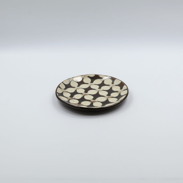 生楽陶苑 園田空也   5寸平皿　白花　