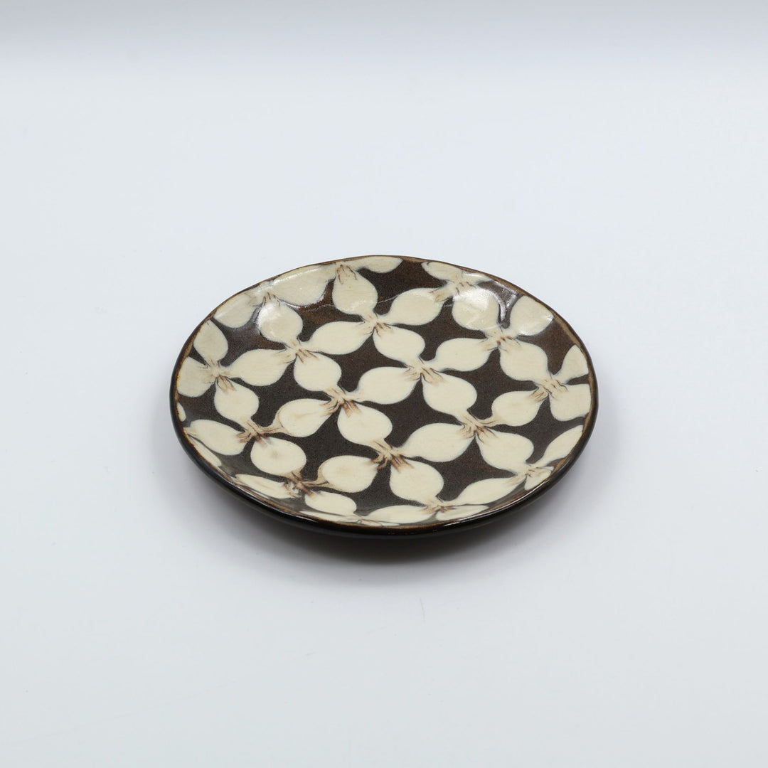 生楽陶苑 園田空也   5寸平皿　白花　