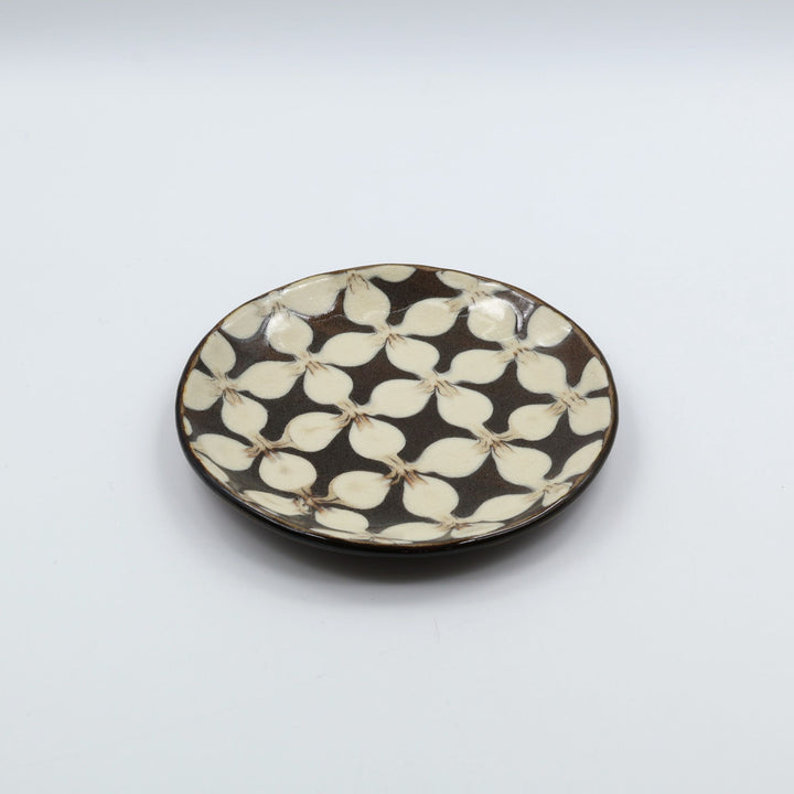 生楽陶苑 園田空也   5寸平皿　白花　