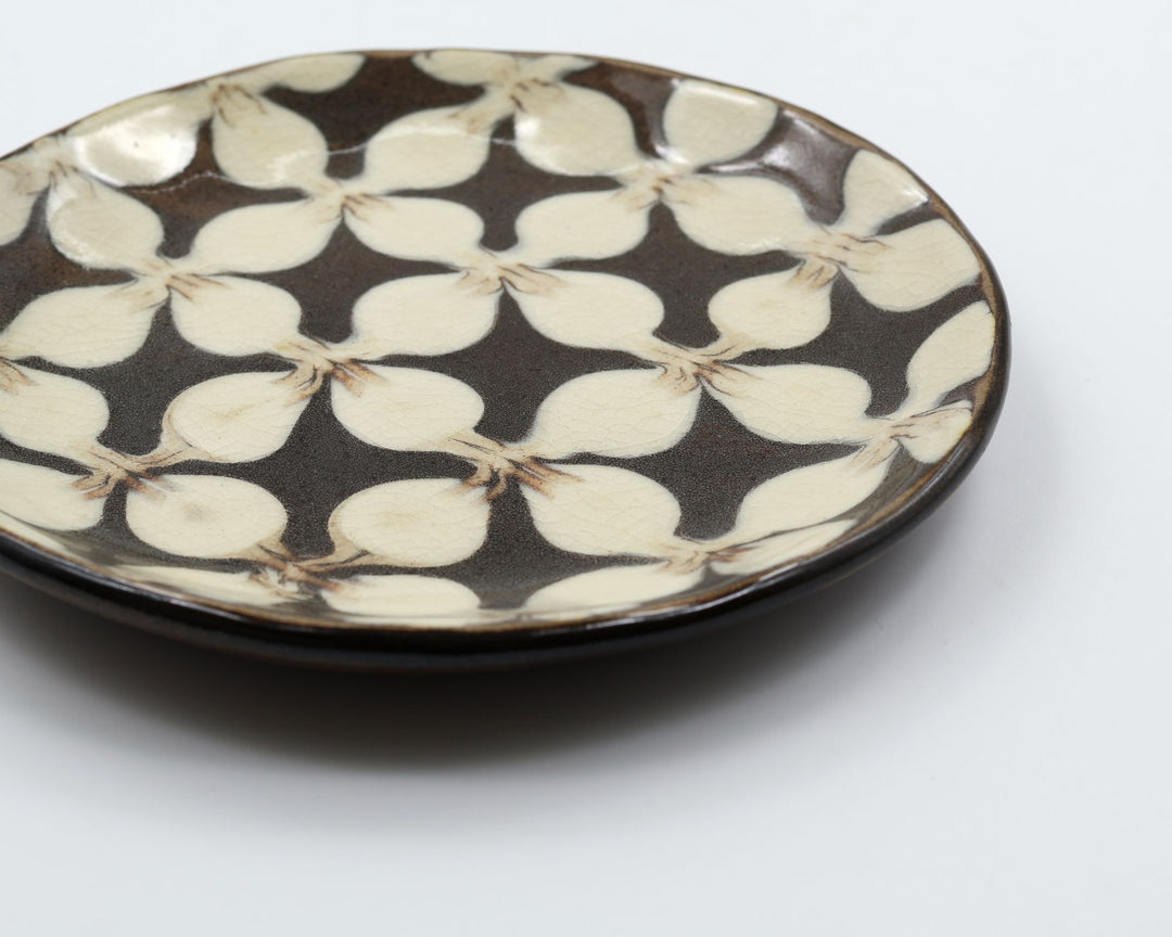 生楽陶苑 園田空也   5寸平皿　白花　