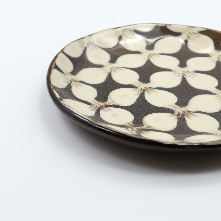 生楽陶苑 園田空也   5寸平皿　白花　