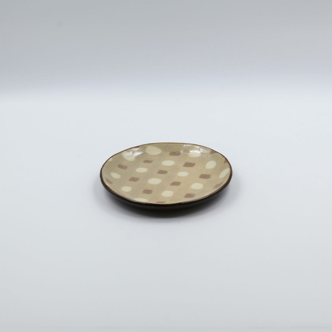 生楽陶苑 園田空也   5寸平皿　ベージュストーン