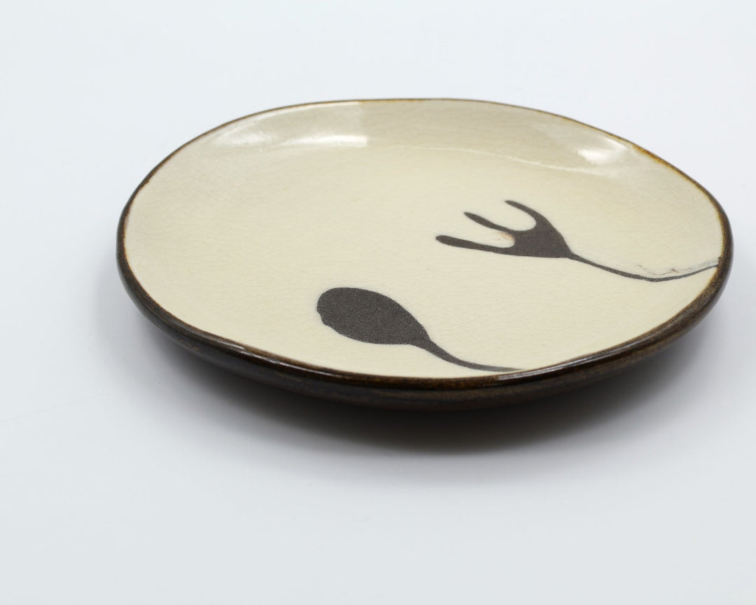 5寸平皿　白スプーンフォーク　E