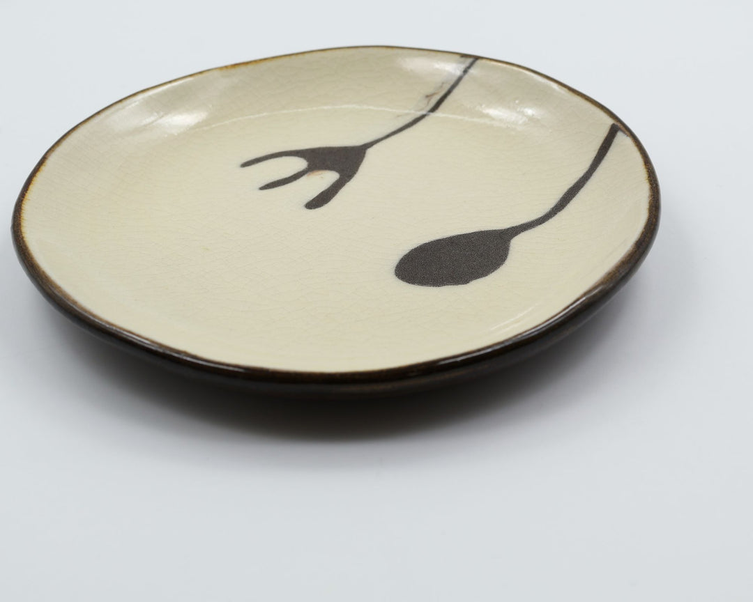 5寸平皿　白スプーンフォーク　E