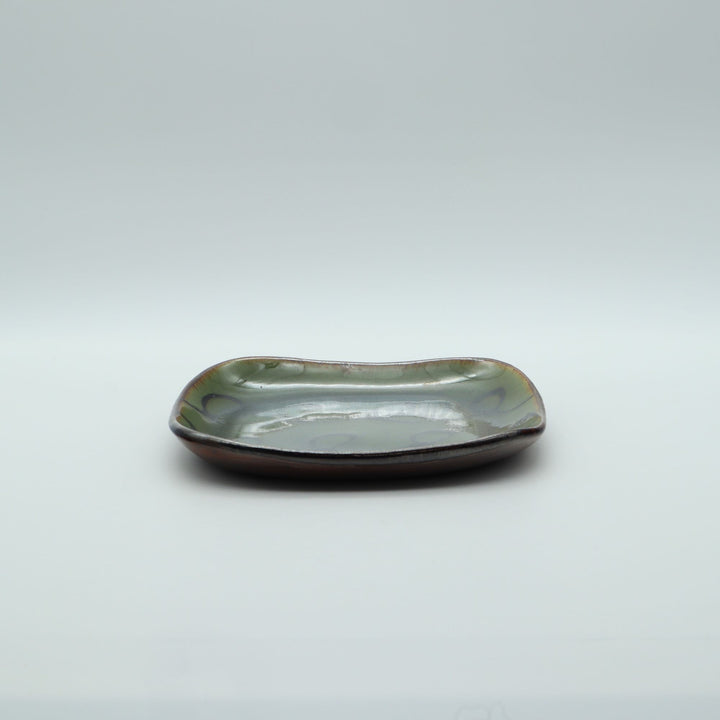 パン皿　緑くるくる模様　D