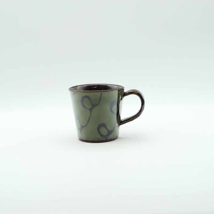 マグカップ　小　緑くるくる模様　C