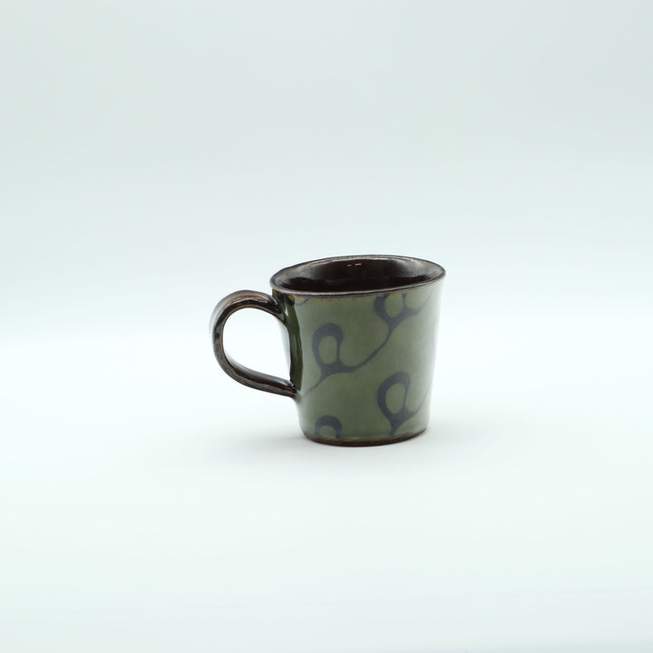 マグカップ　小　緑くるくる模様　C