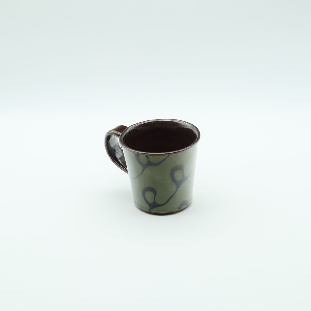 マグカップ　小　緑くるくる模様　C
