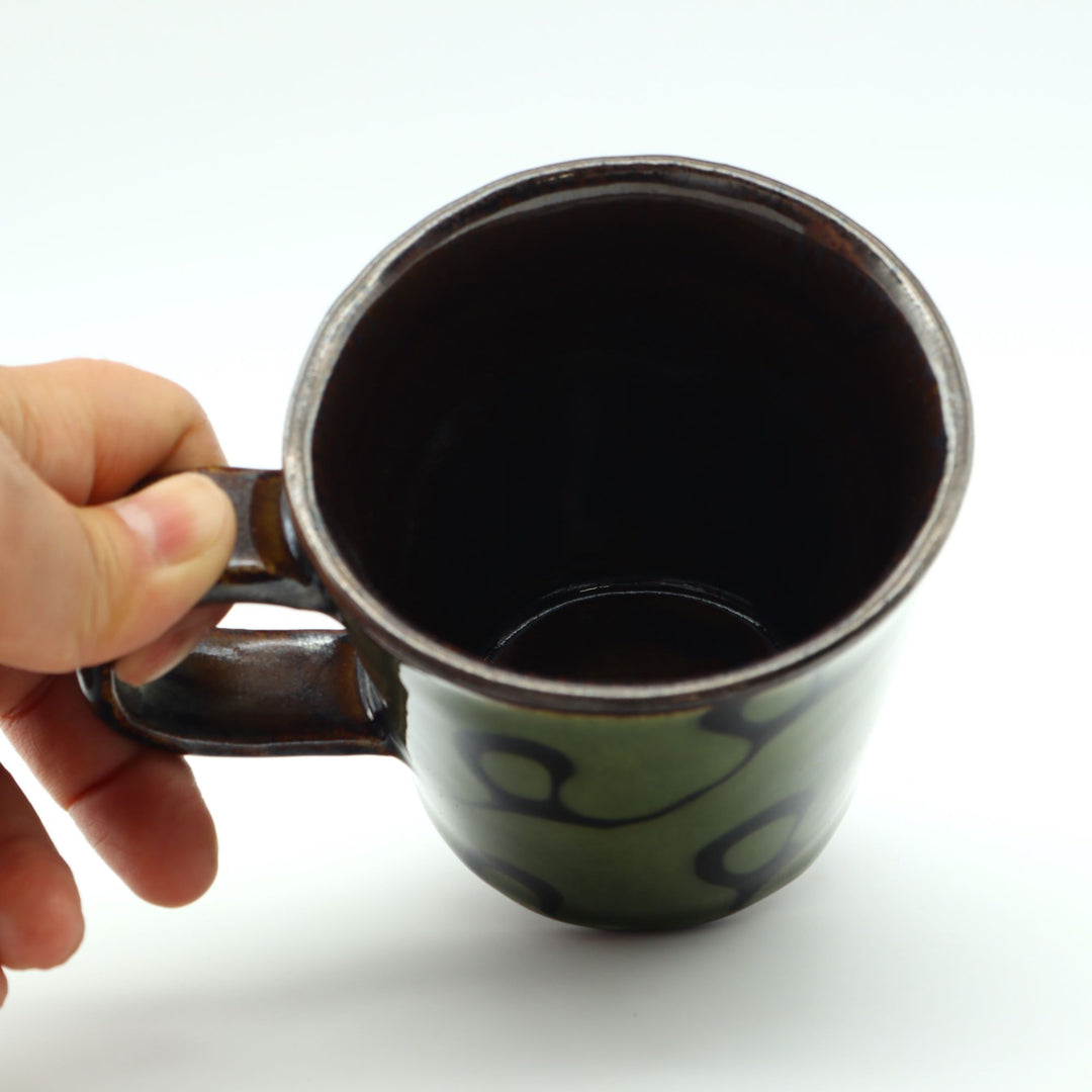 マグカップ　小　緑くるくる模様　C